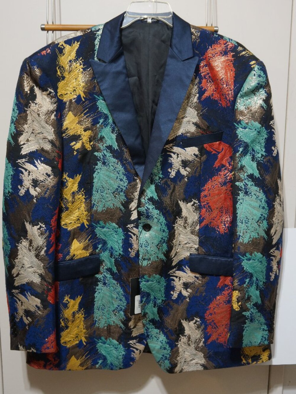 NWT Angelino Mens 50L Tuxedo Blazer Metallic Paint Splash Suit Jacket